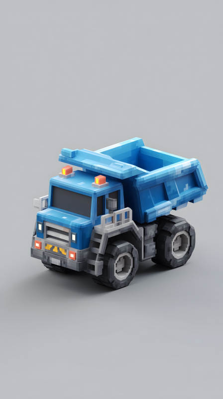 藍(lán)色像素工程車-圖片