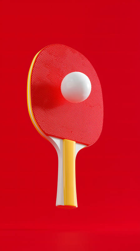 乒乓球拍懸浮特寫-圖片
