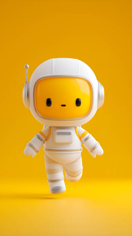 可爱宇航员黄色背景-图片