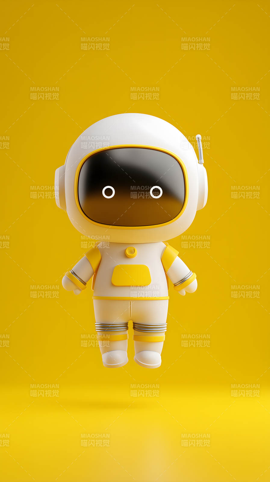 呆萌宇航員黃色背景圖片