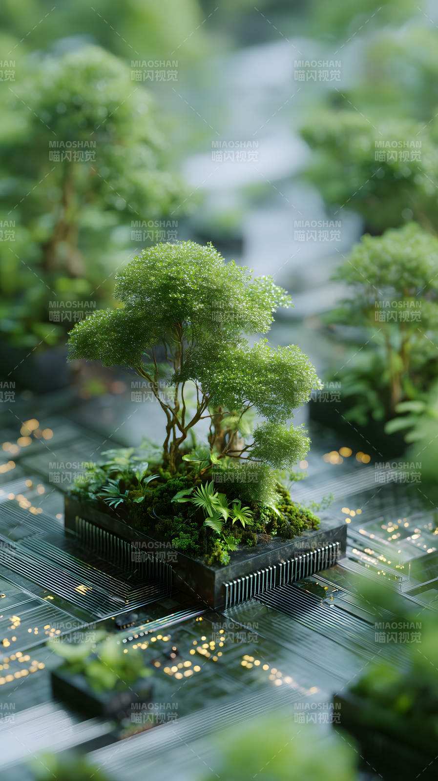 电路板上的盆景花园-图片