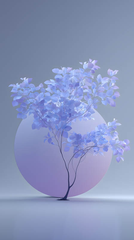 樹與圓盤柔美意境-圖片