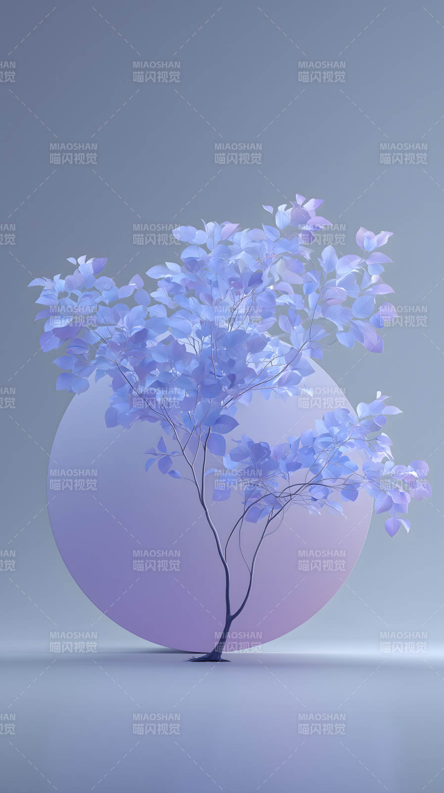 樹與圓盤柔美意境-圖片