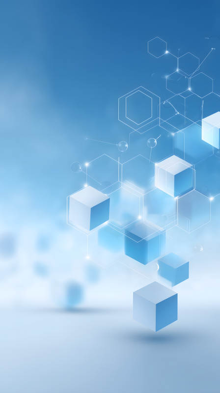 藍色科技立方體-圖片