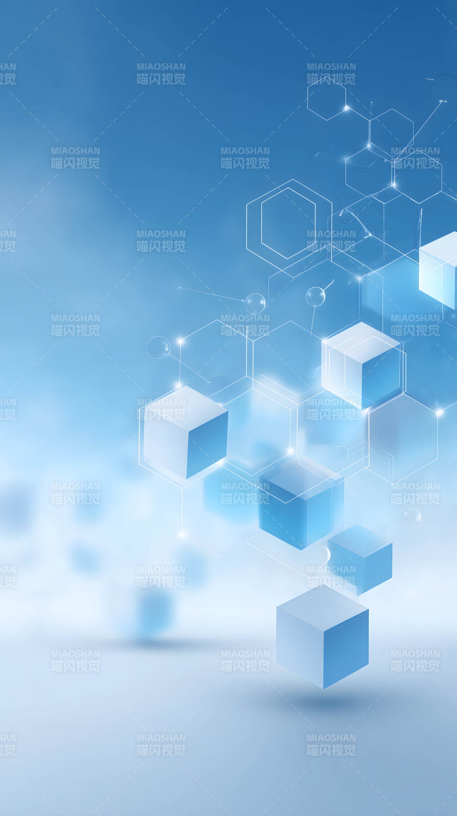 藍色科技立方體-圖片