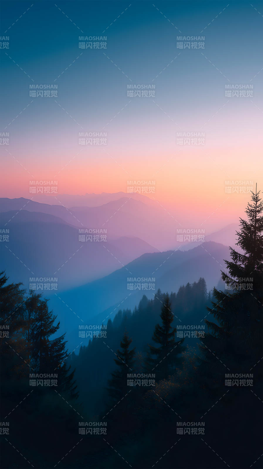 山間暮色迷人風景-圖片