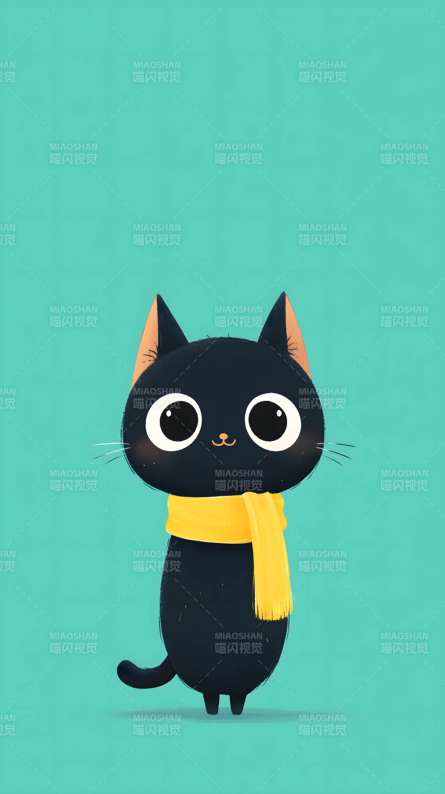 可愛(ài)黑貓戴圍巾-圖片