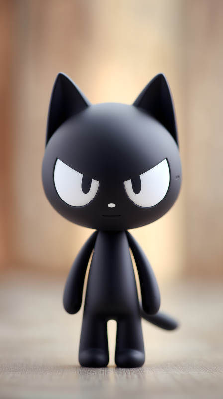 黑貓玩具生氣表情-圖片