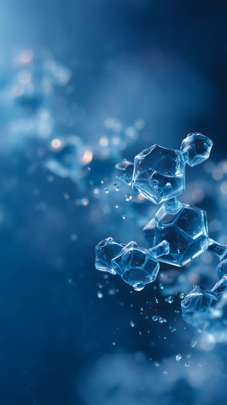 晶体结构水滴蓝色背景-图片