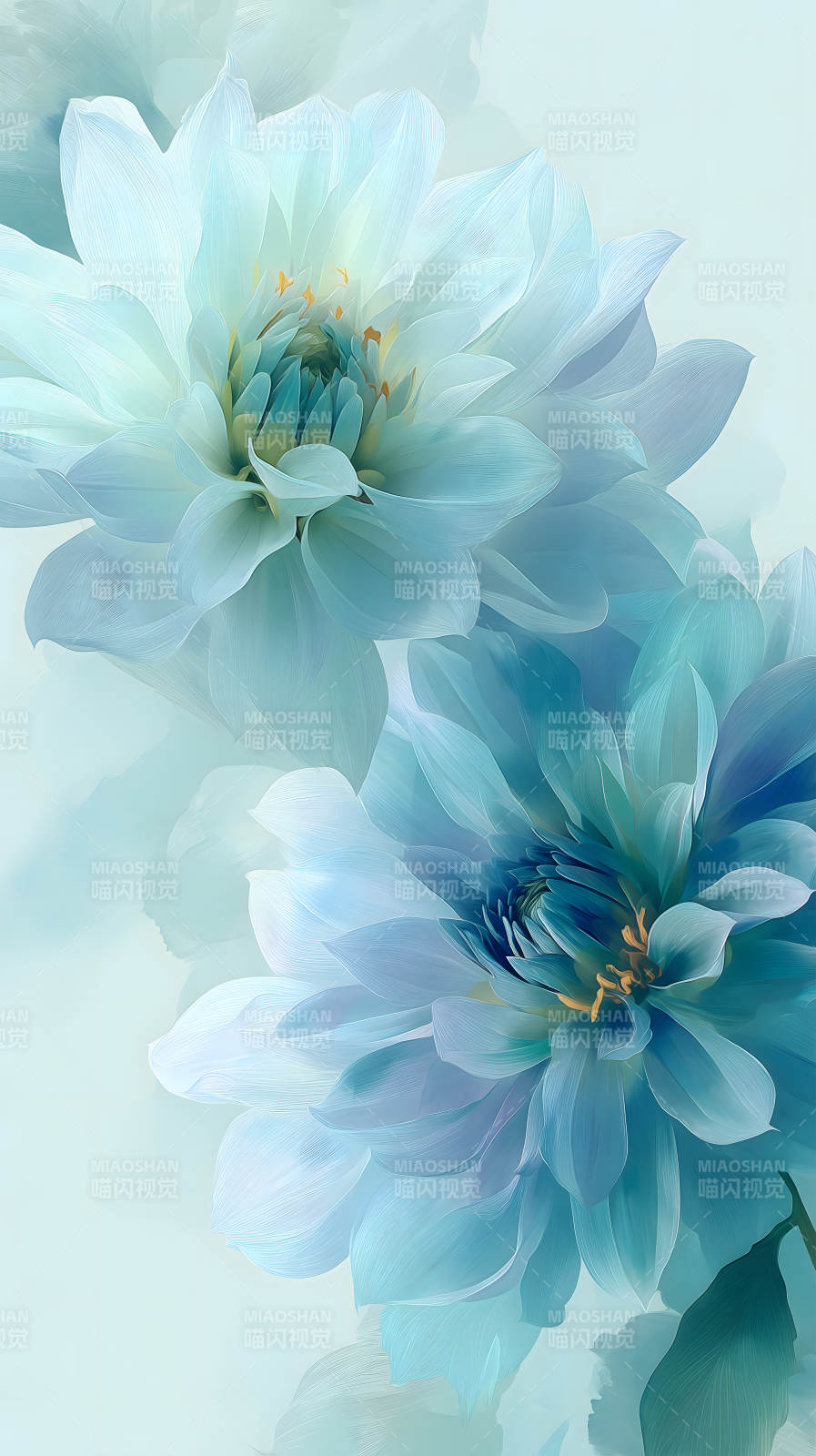 藍色花朵優雅綻放-圖片