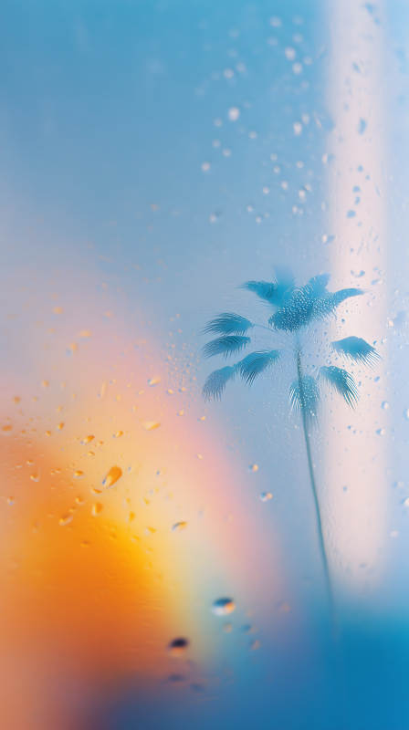 雨中棕櫚映彩虹-圖片