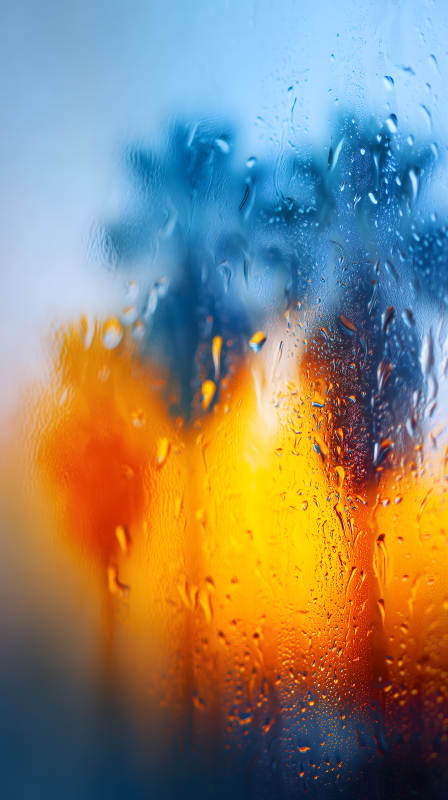 雨后窗外燈光朦朧-圖片