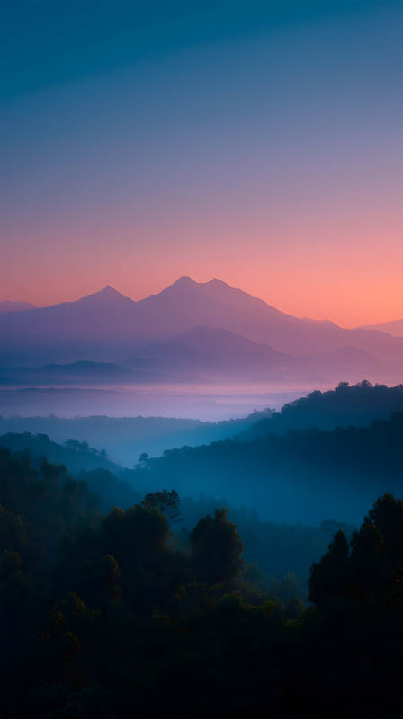 山巒云海夕陽絕美風光-圖片