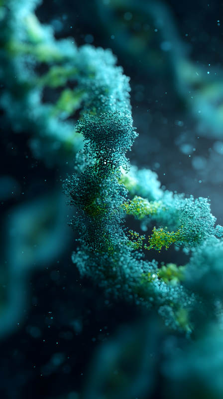 DNA結(jié)構(gòu)藍綠光暈-圖片