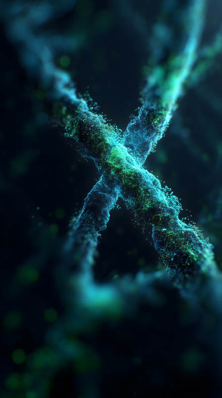 發光粒子交織成X形狀-圖片