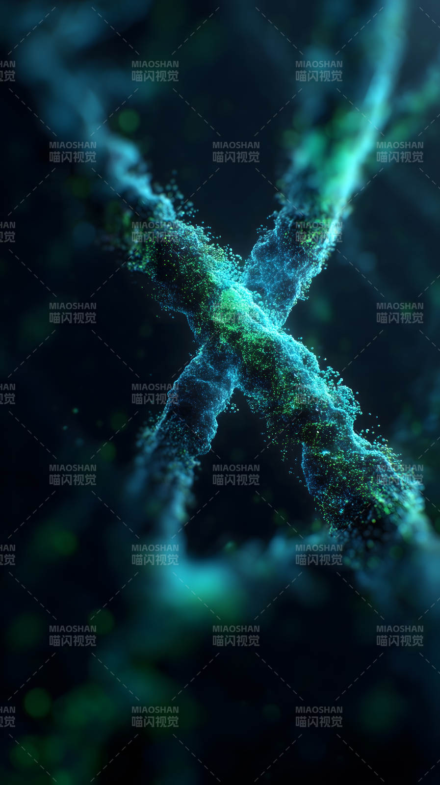 發光粒子交織成X形狀-圖片