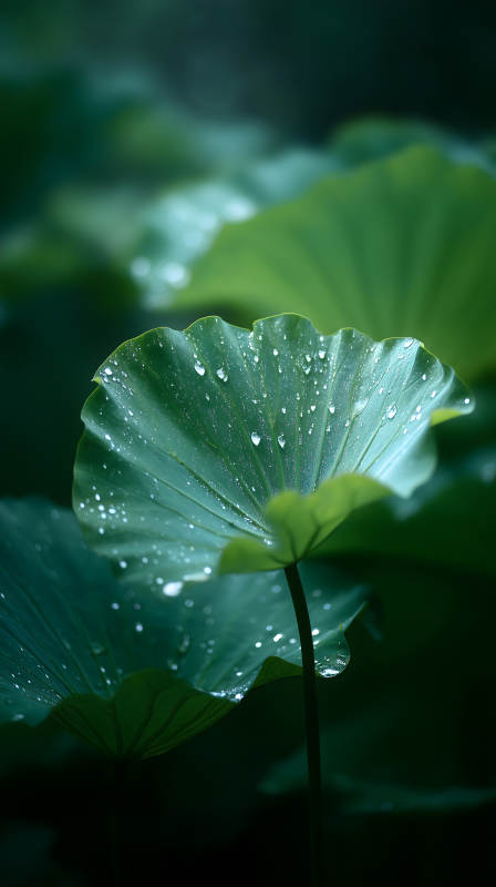 雨后荷葉晶瑩剔透-圖片