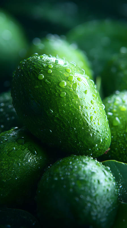 翠綠水珠的牛油果-圖片