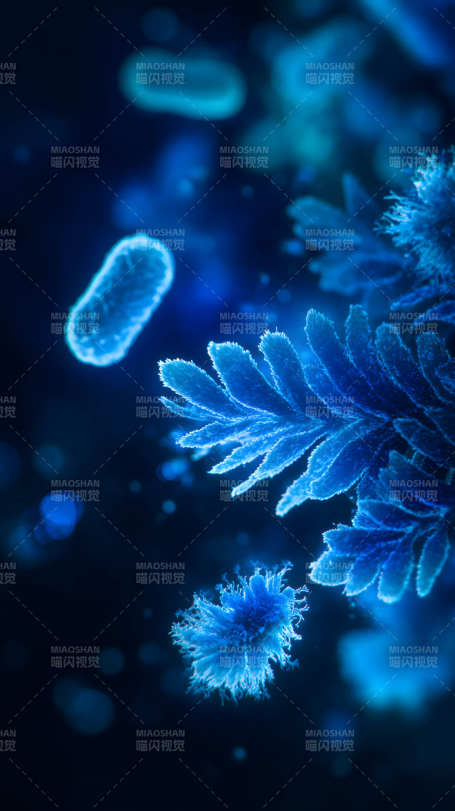 藍(lán)色微生物的微觀世界-圖片