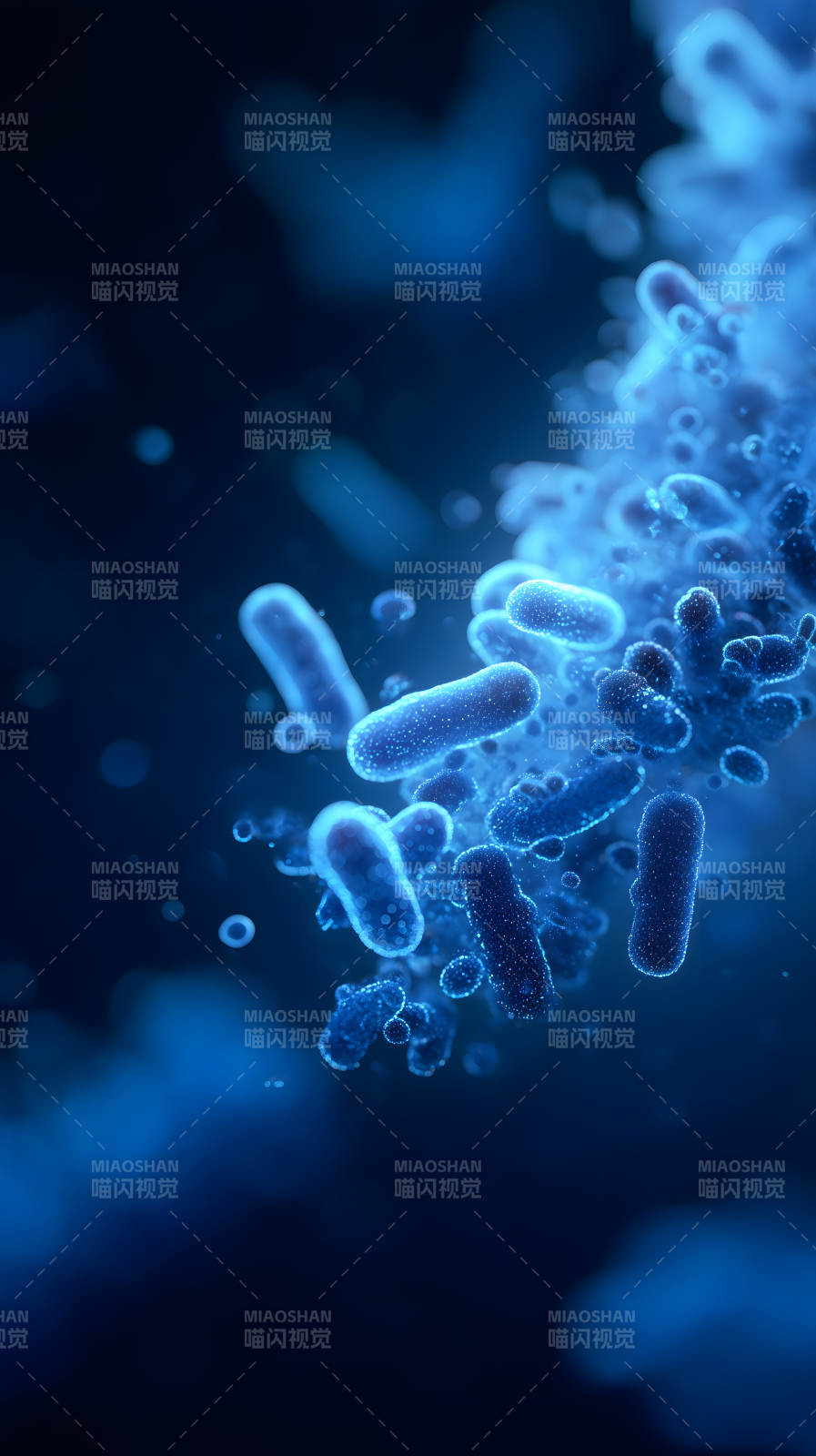 藍色細菌微觀世界-圖片