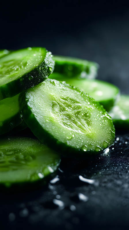 清新的黃瓜切片特寫-圖片