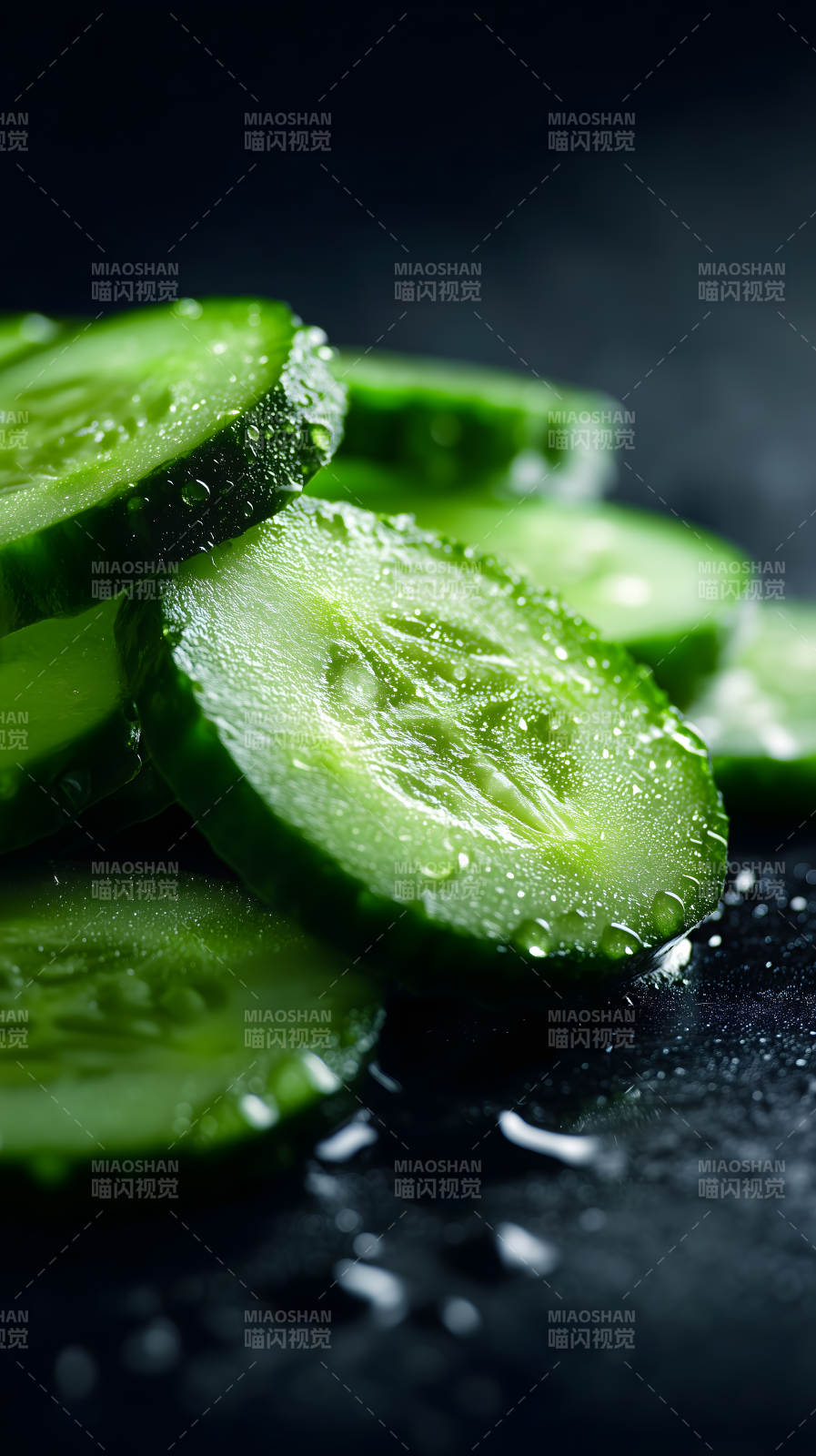 清新的黃瓜切片特寫(xiě)-圖片