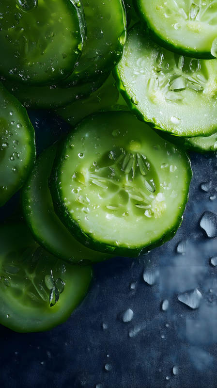 清爽的黃瓜切片特寫-圖片