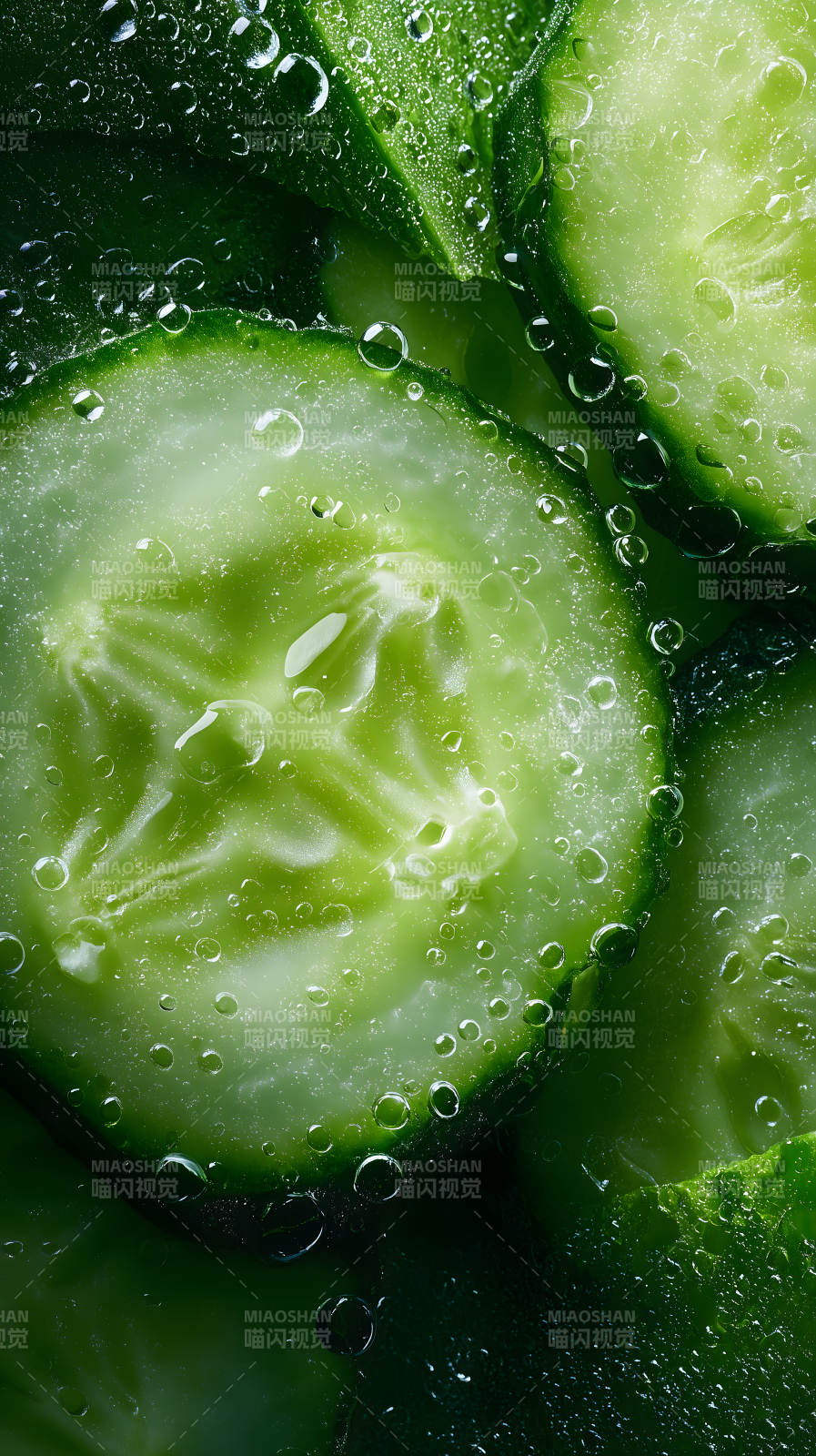 水潤黃瓜切片特寫-圖片