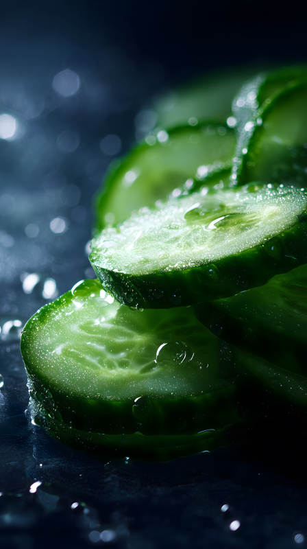 清新黃瓜切片特寫-圖片