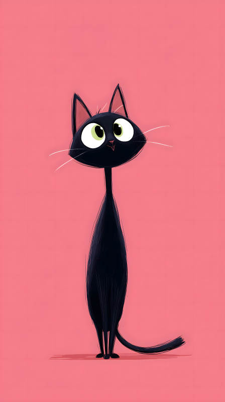 黑貓卡通可愛插畫-圖片