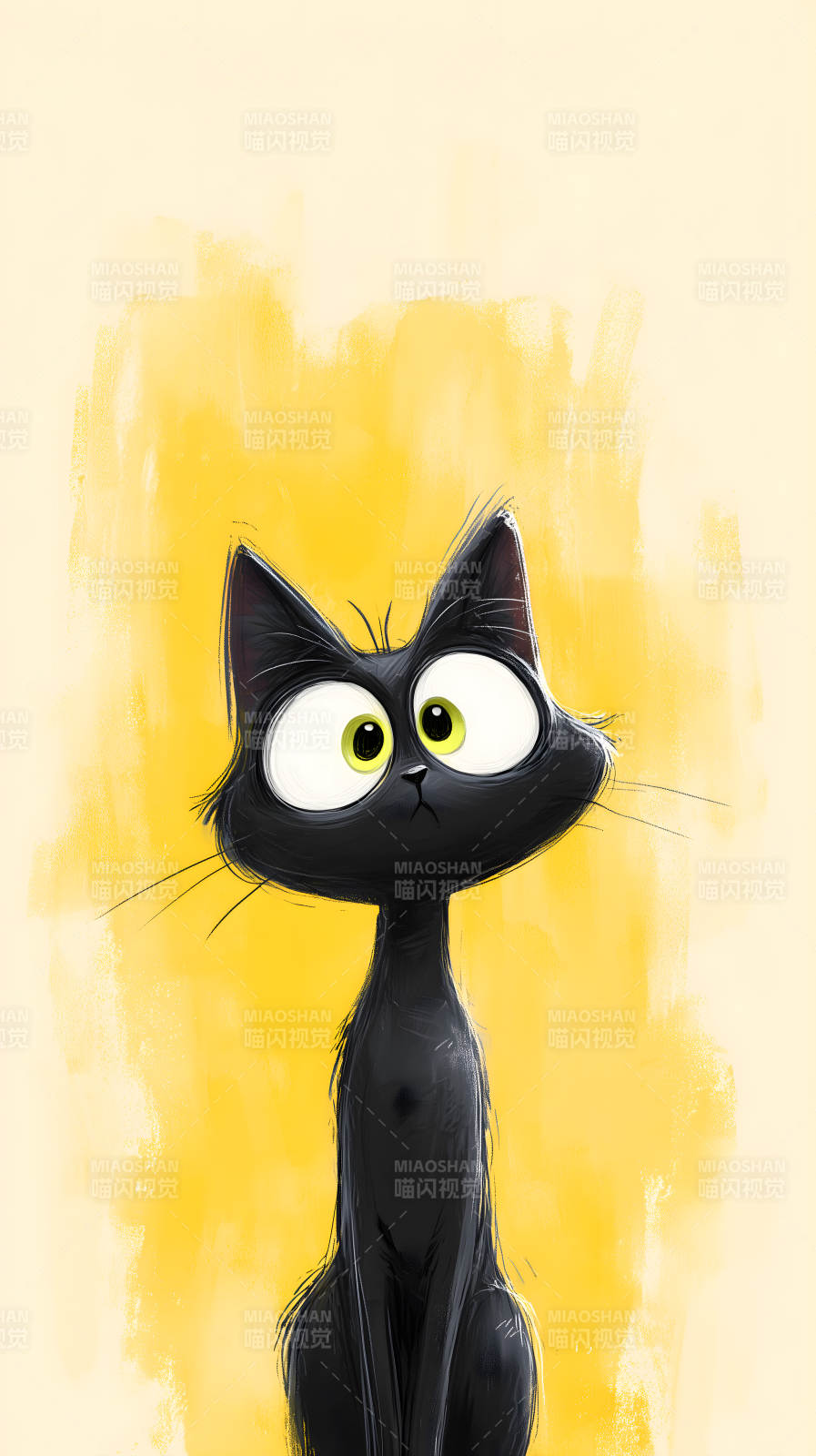 黑貓卡通可愛(ài)驚恐-圖片
