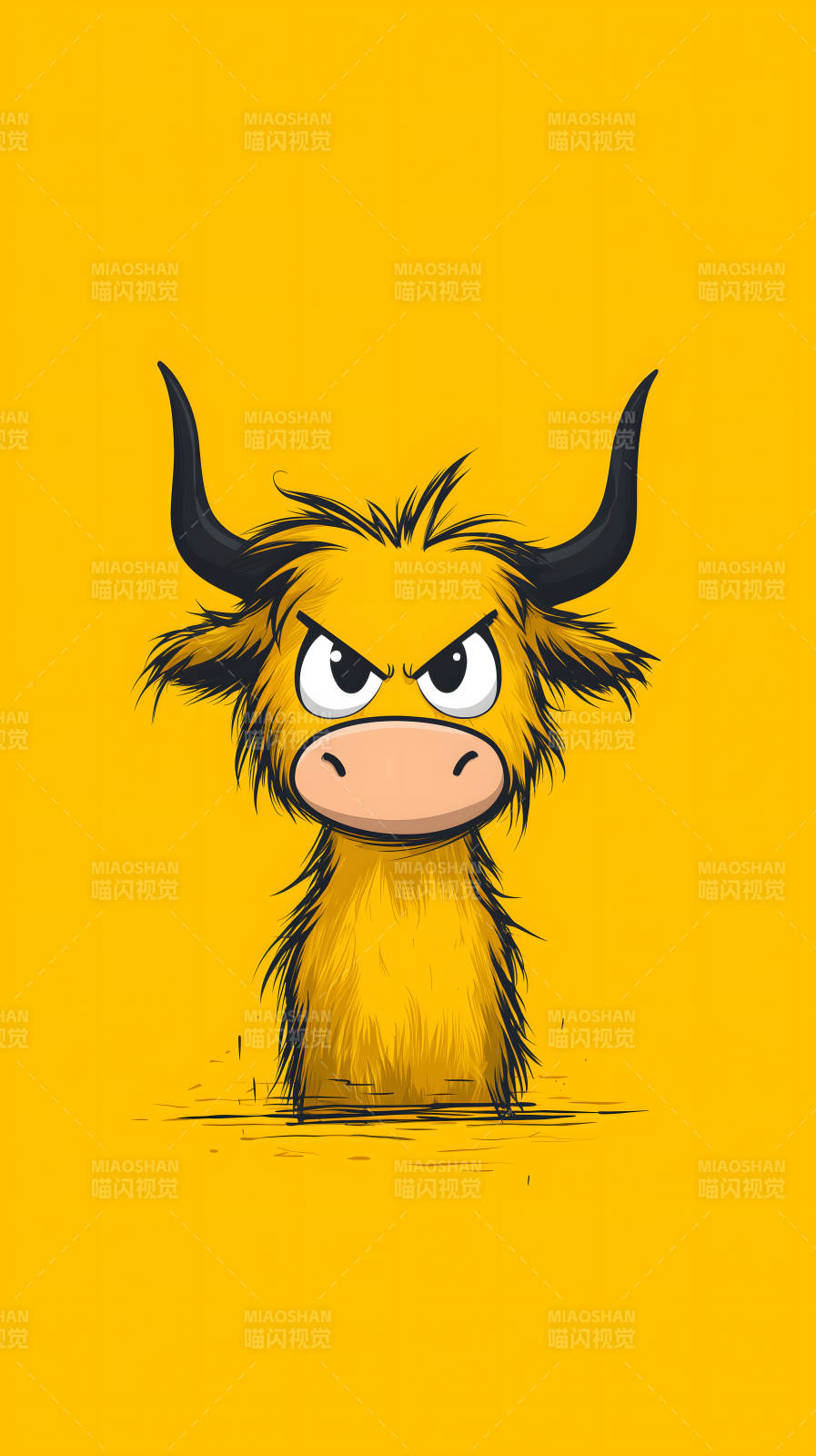 憤怒的卡通牦牛-圖片