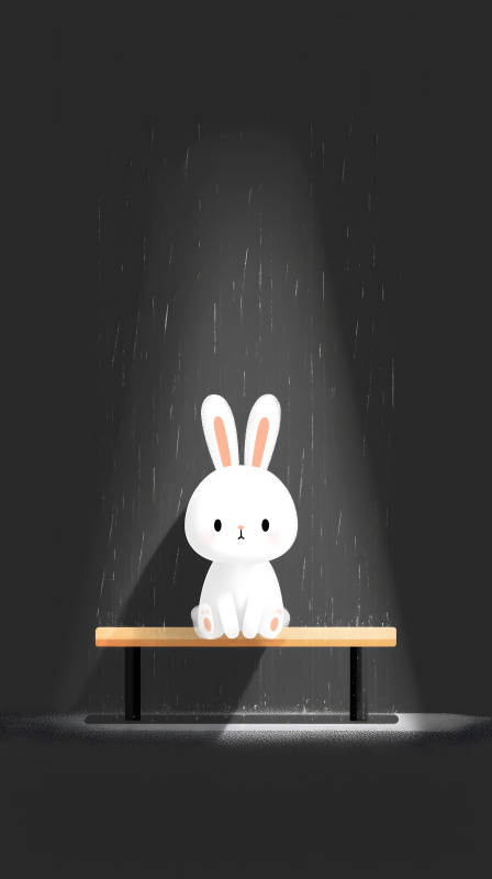 雨中兔子独自等待-图片