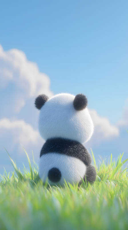 熊貓眺望天空-圖片