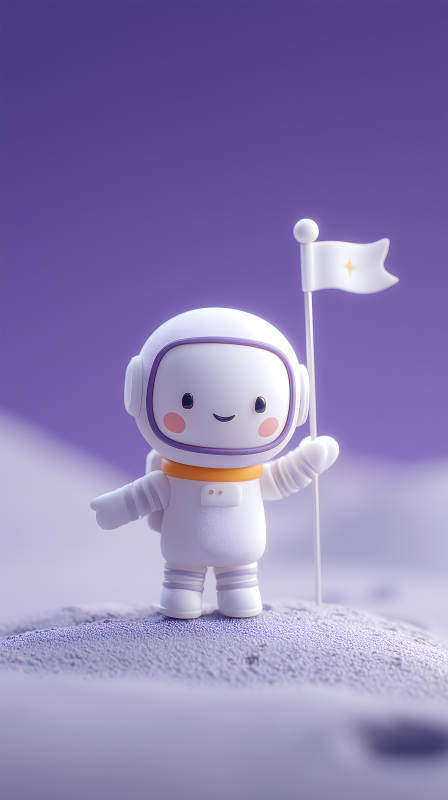 可愛宇航員插畫場景-圖片