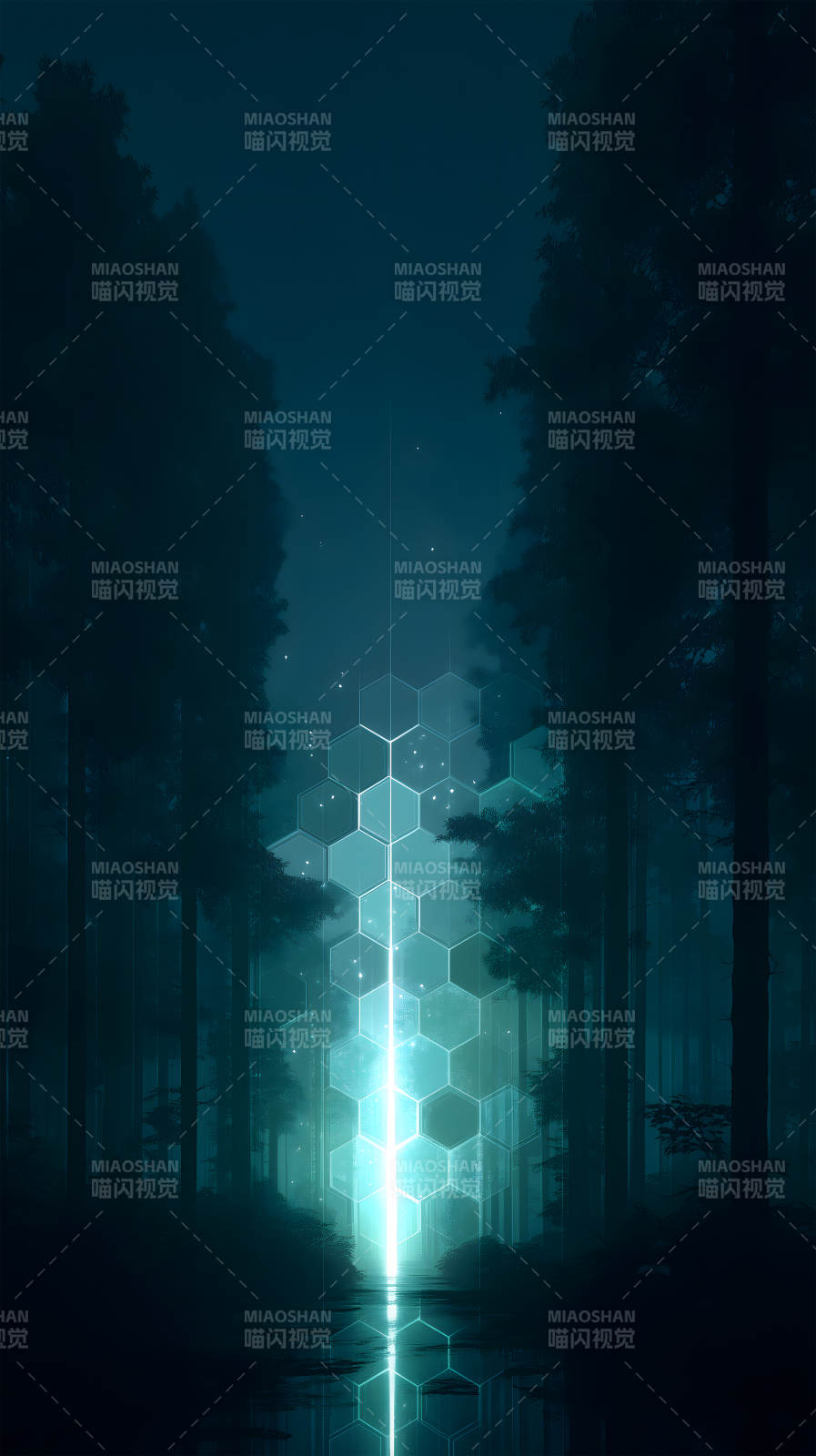 森林光束奇幻景象-圖片