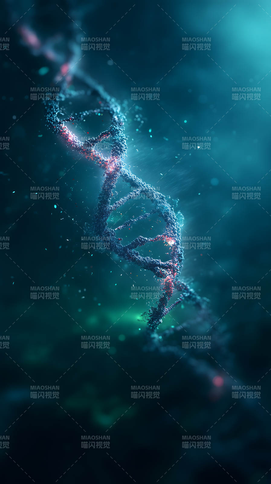 DNA螺旋结构蓝色背景-图片