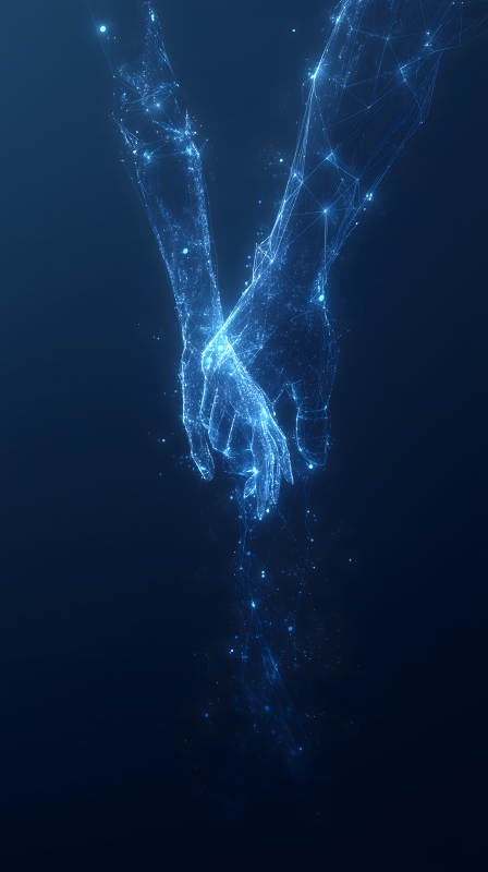 數(shù)字連接雙手相握-圖片