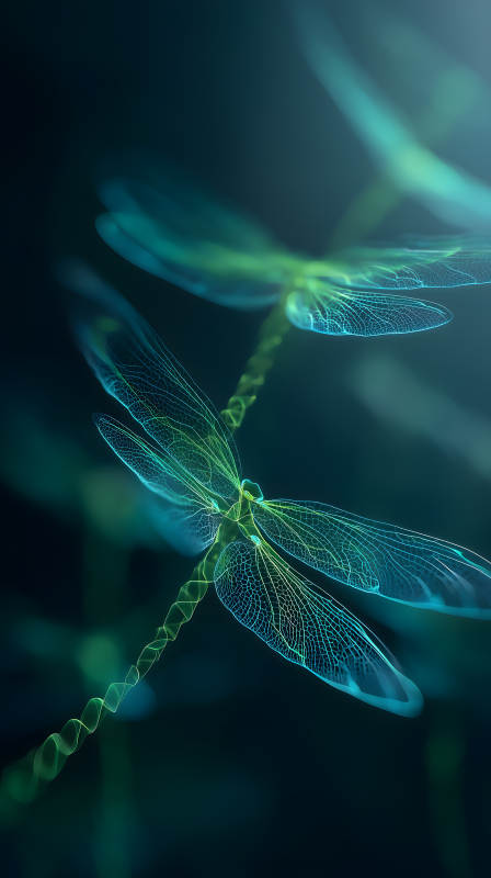 發(fā)光的蜻蜓在黑暗中飛舞-圖片