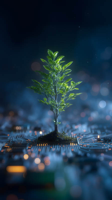 科技樹(shù)在電路板上生長(zhǎng)-圖片