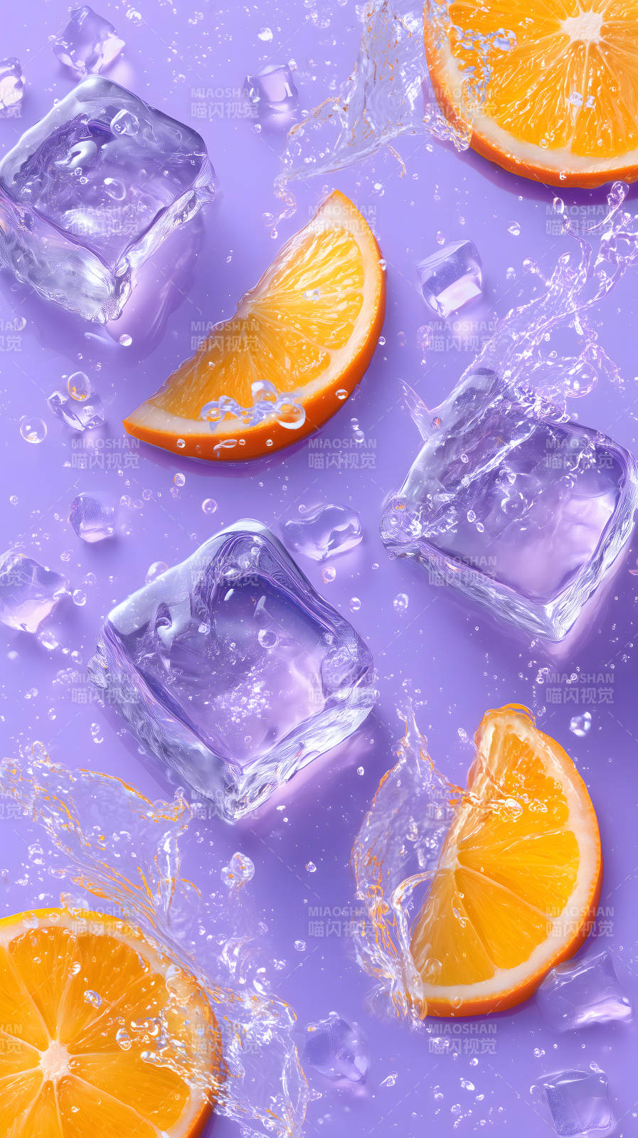 橙子冰块清爽-图片