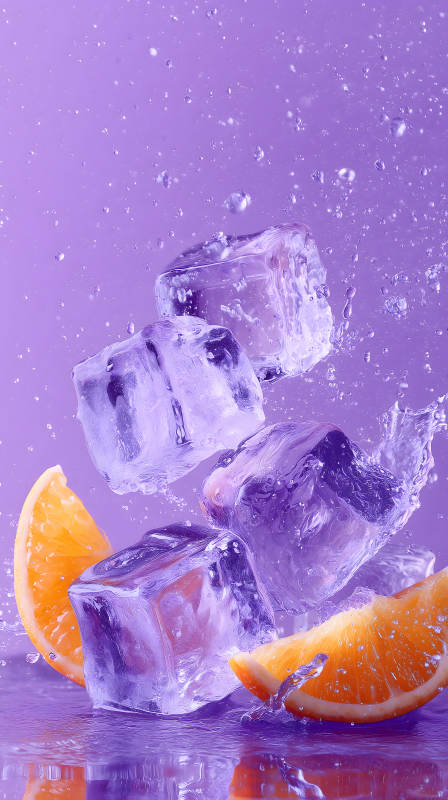 冰块橙子水花四溅-图片