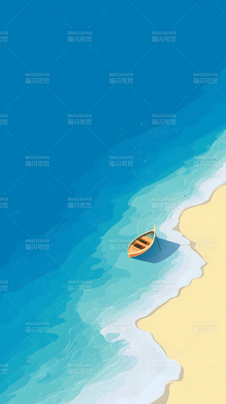 海边小船静谧美好图片