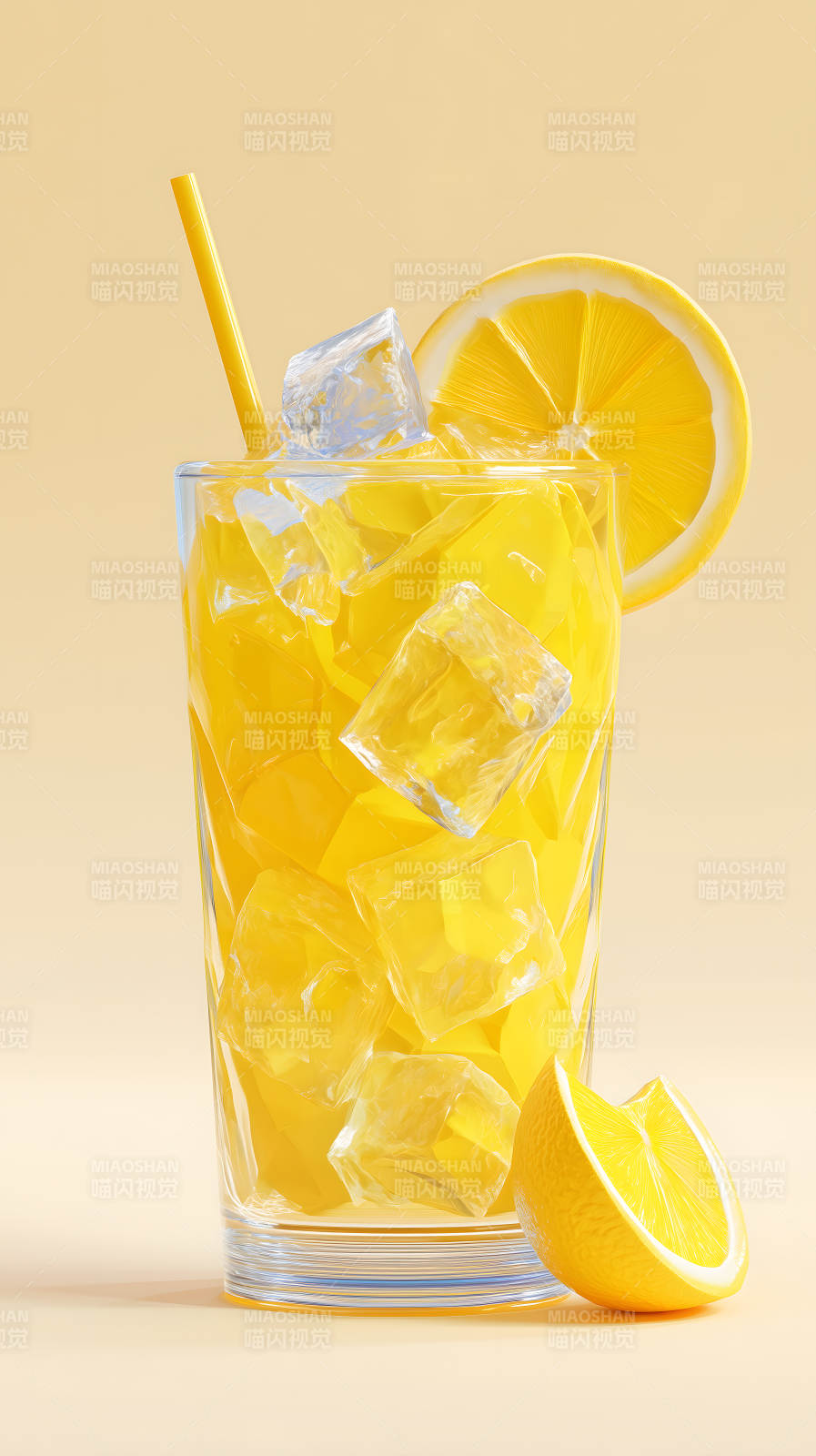 柠檬汁与冰块-图片