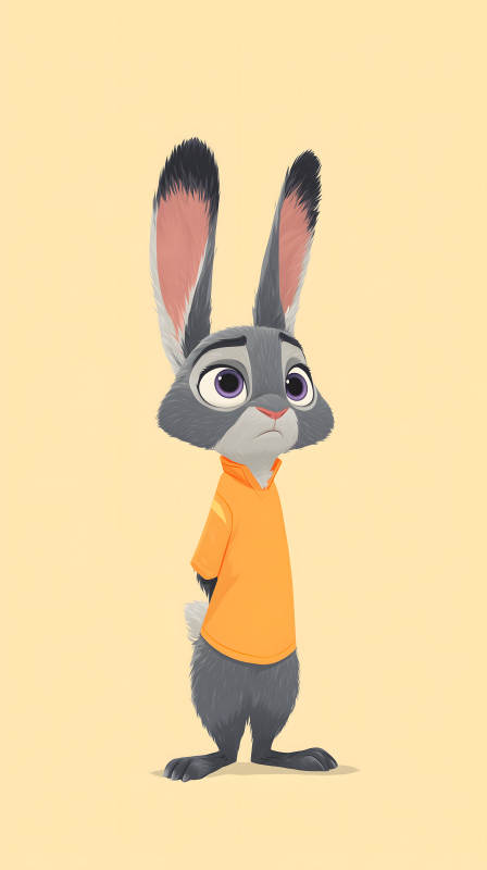 憂郁兔子穿橙色衣服-圖片