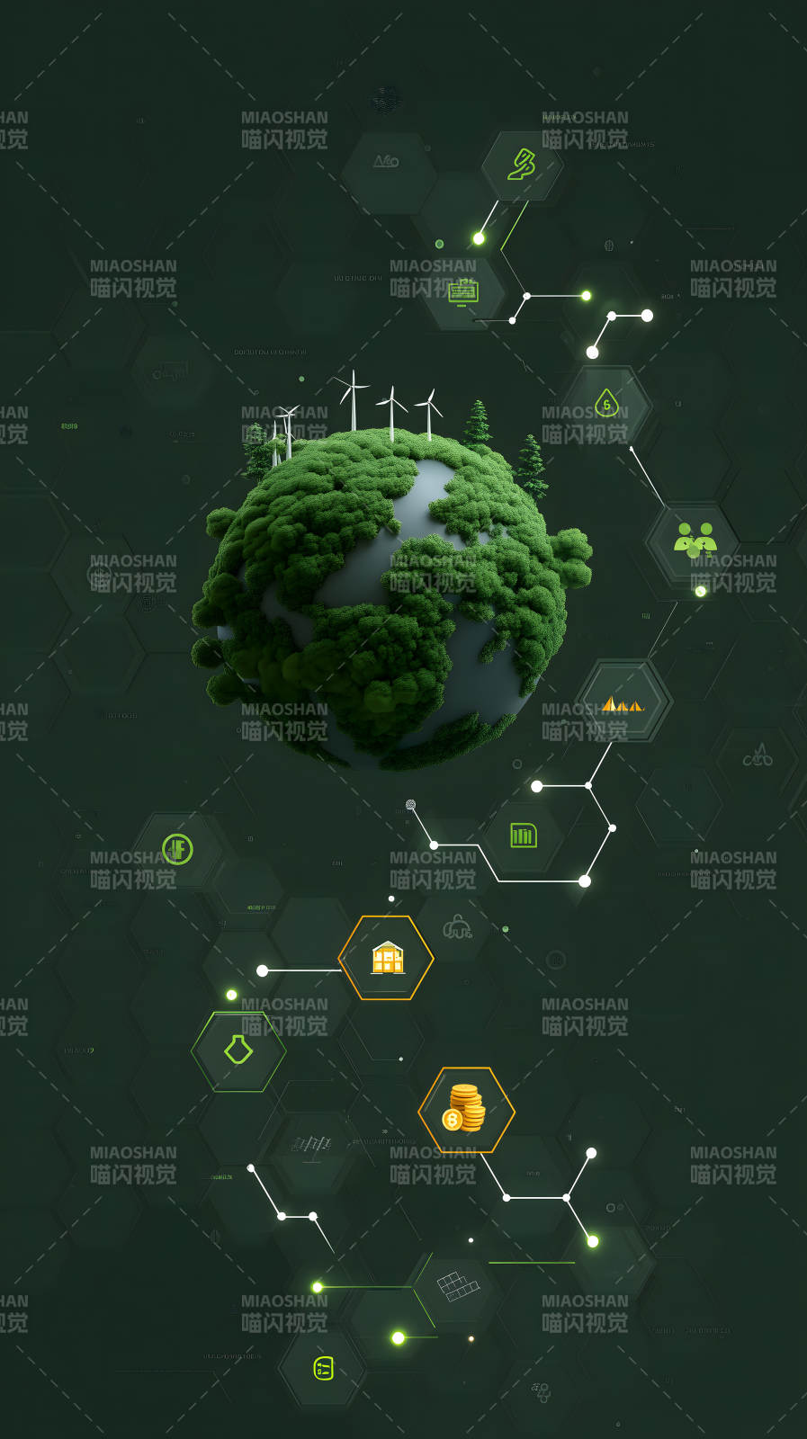 地球生態圖展示綠色能源-圖片