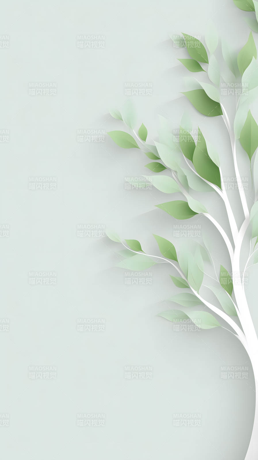 树木与绿叶的简约背景-图片
