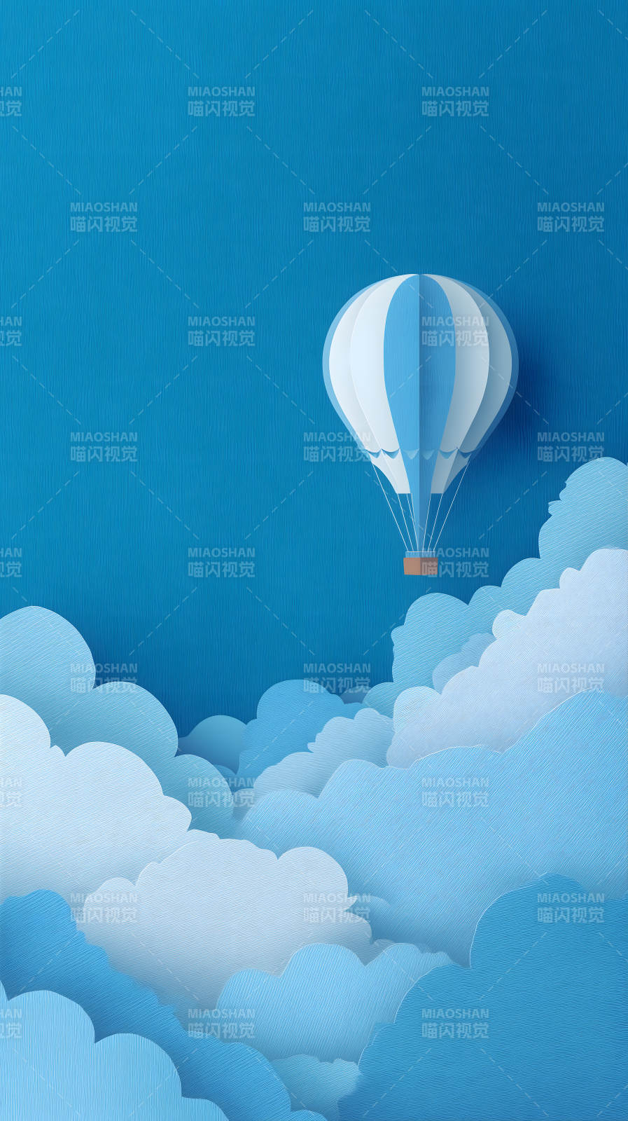 纸艺热气球与云朵-图片