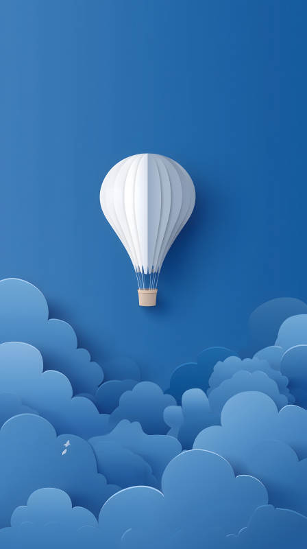 紙雕熱氣球與云-圖片