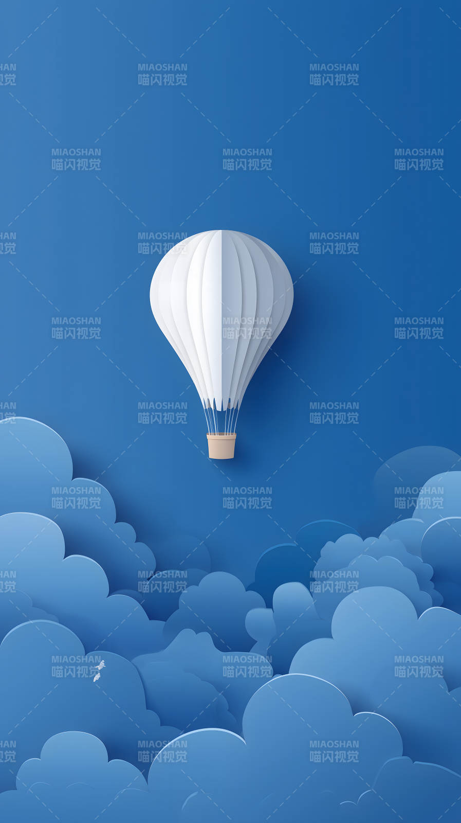 紙雕熱氣球與云-圖片